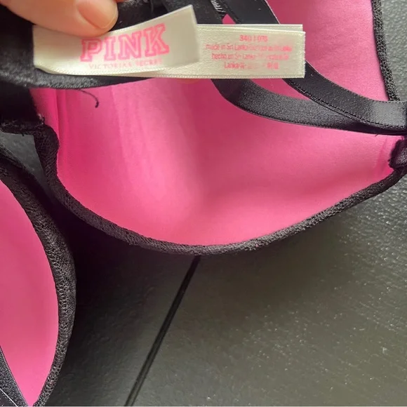 Victoria’s Secret PINK Wear Everywear Push Up Lace Animal Print Black Bra 34D - Picture 6 of 9